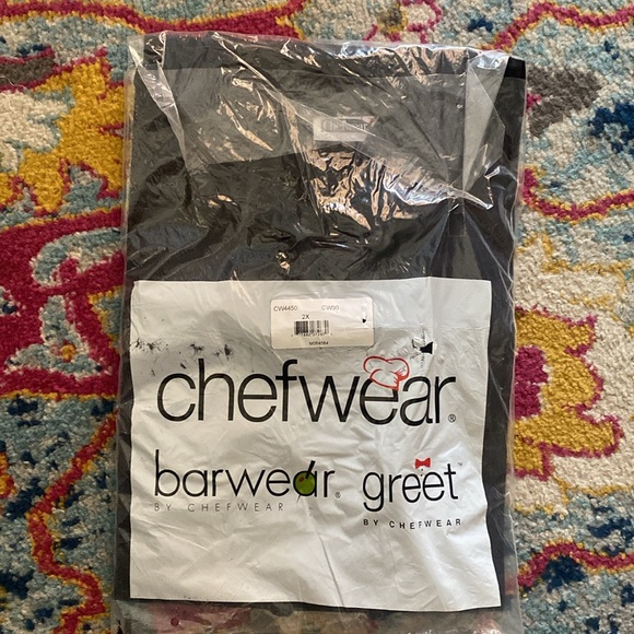 NWT Chefswear Black Chef Coat with Fabric Knot Buttons - Picture 3 of 3